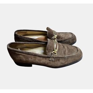 Dianne Von Furstenberg Suede‎ Horse Bit Loafers Quiet Luxury Old Money 7 Brown